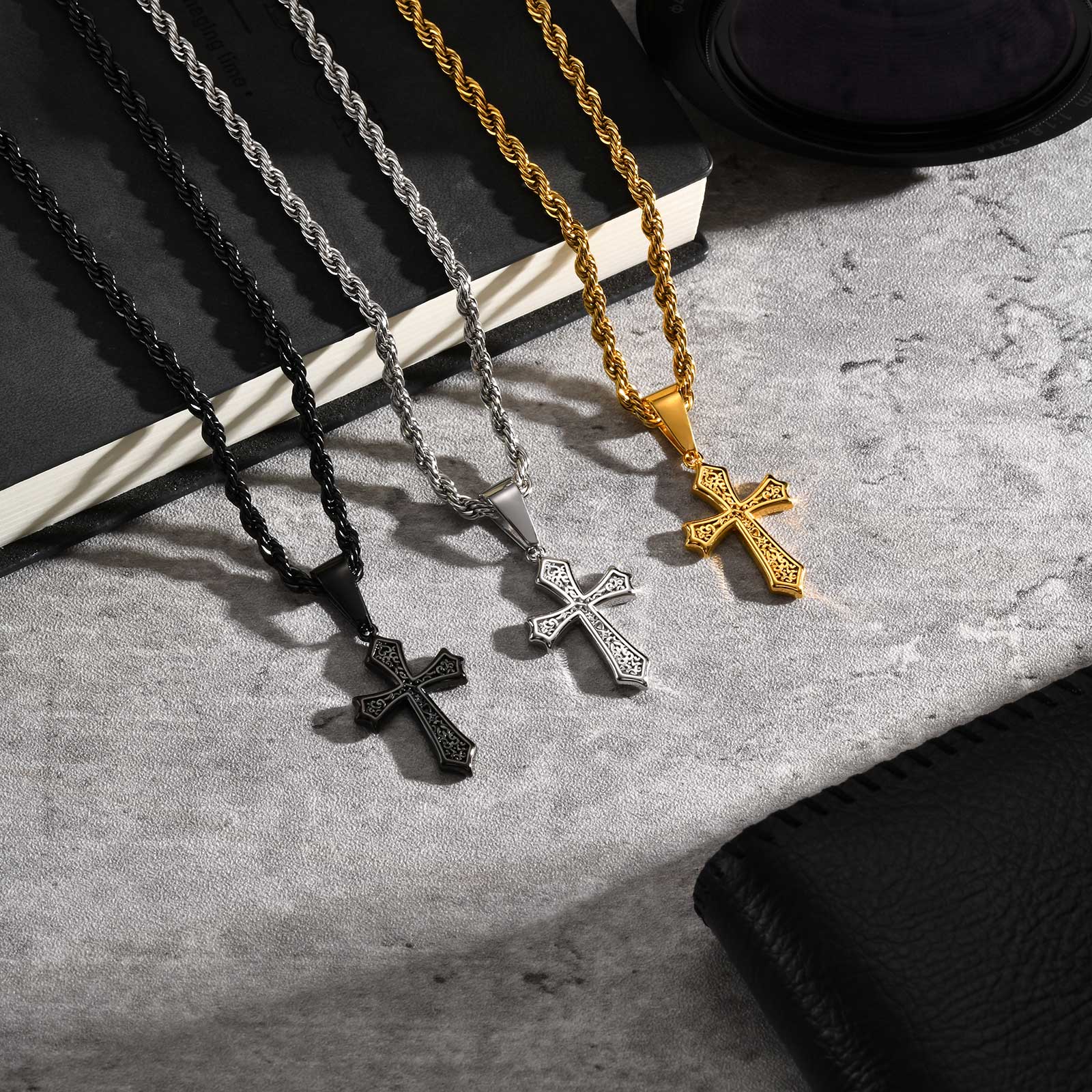 Męski naszyjnik krzyż Vnox ze  – Men Accessories Neck Chain recenzja i cena