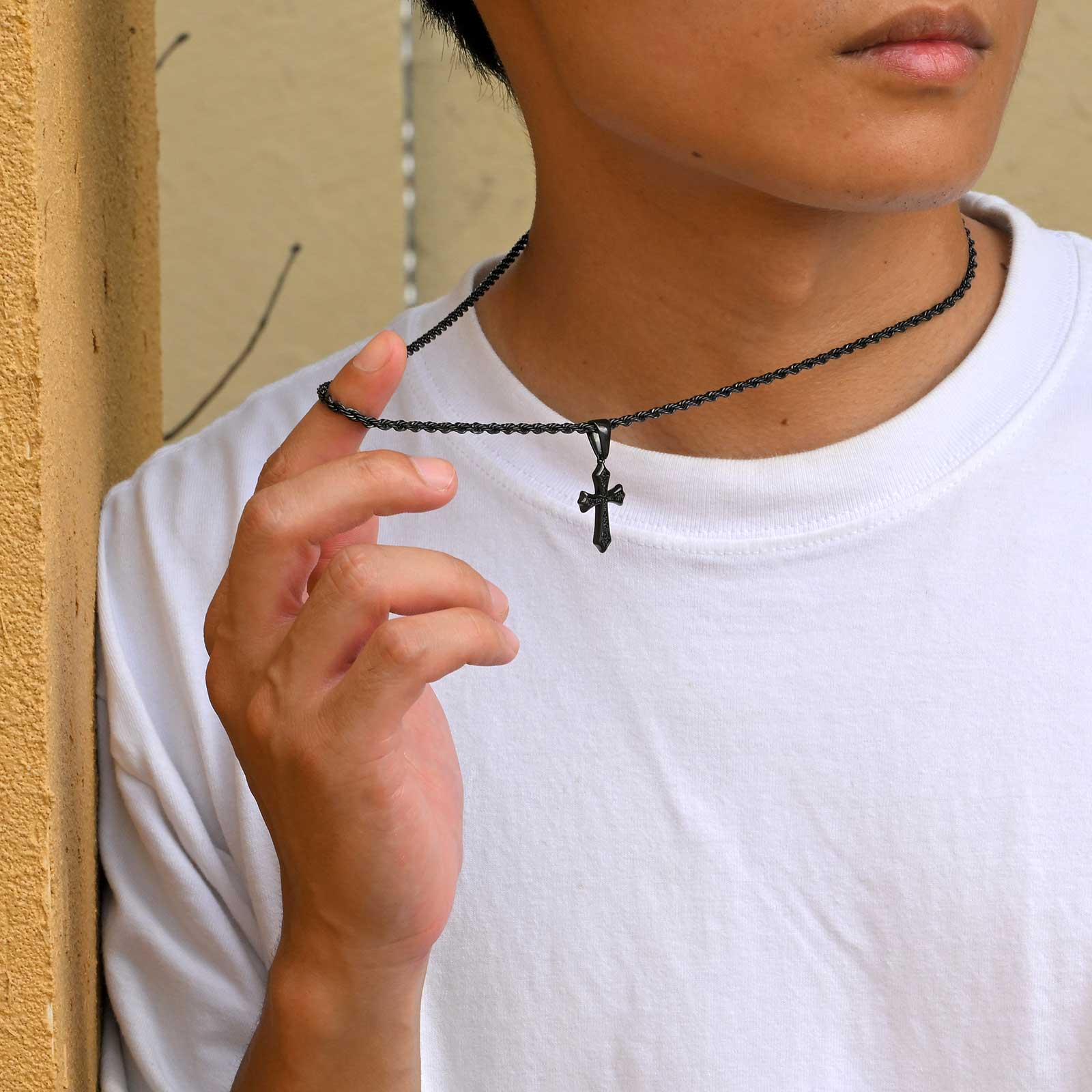 Męski naszyjnik krzyż Vnox ze  – Men Accessories Neck Chain recenzja i cena