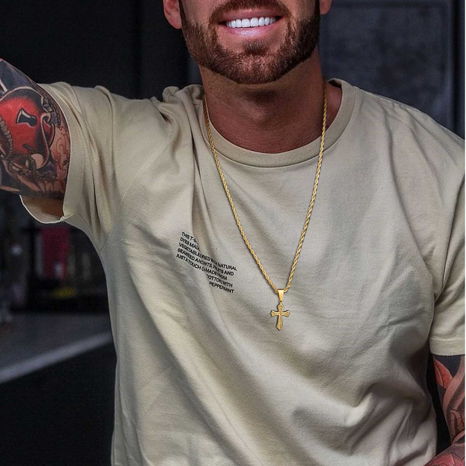 Męski naszyjnik krzyż Vnox ze  – Men Accessories Neck Chain recenzja i cena
